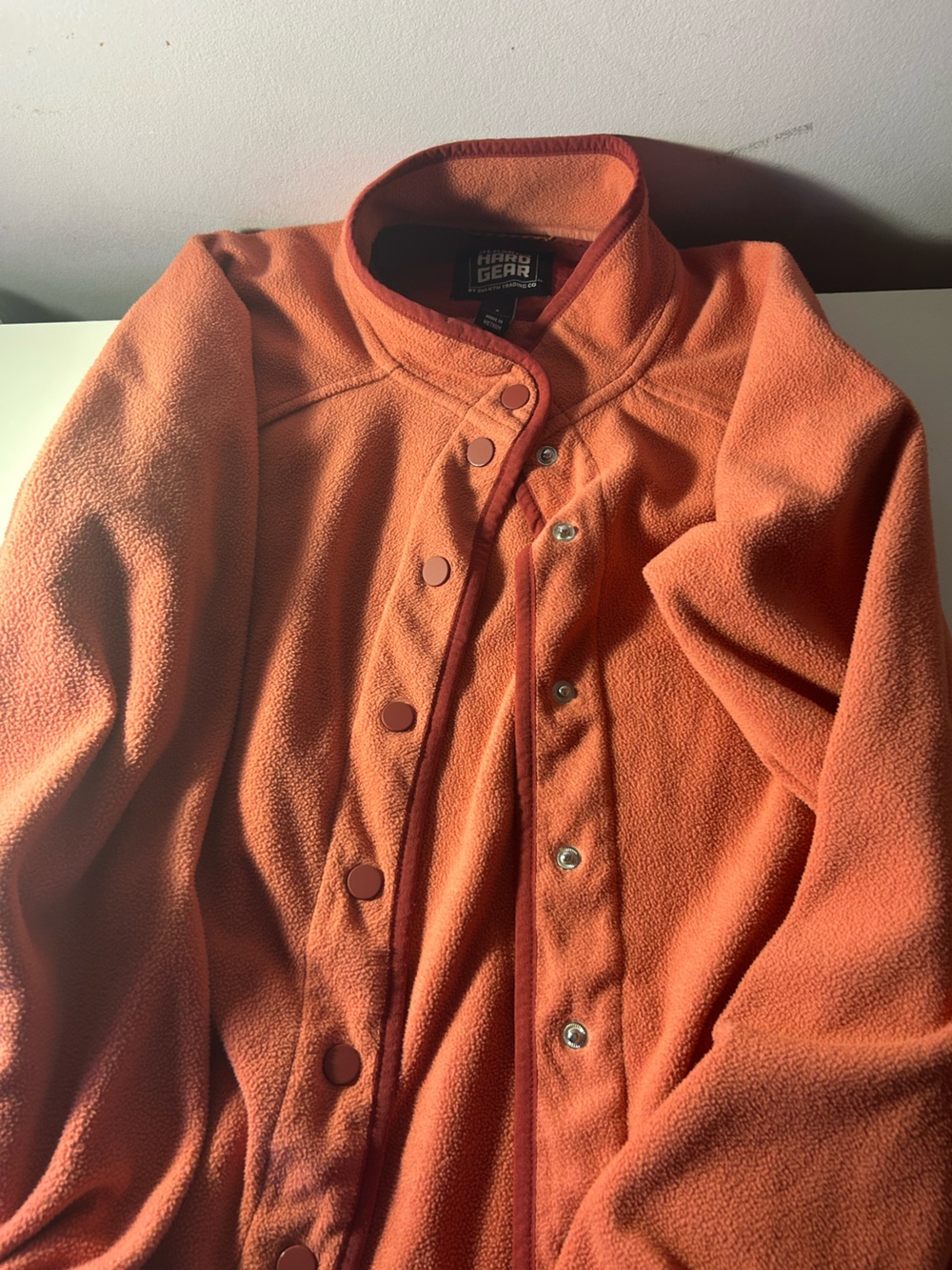 Duluth Trading Co Alaskan Hard Gear Coral Orange Fleece Sweater